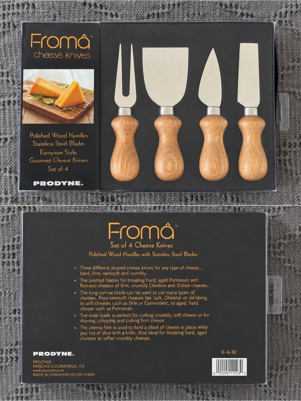 Fromä Set of 4 Cheese Knives - Natural Wood Handles